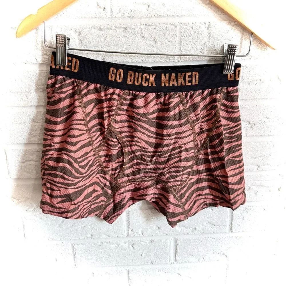 🚨4/$25 Duluth Trading Co. Orange Zebra Buck Naked Short Boxer Briefs Size Small